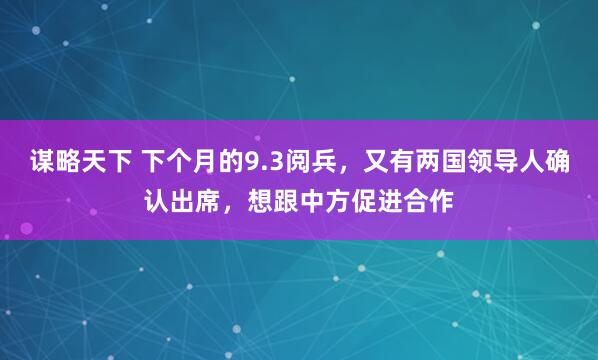 谋略天下 下个月的9.3阅兵，又有两国领导人确认出席，想跟中方促进合作
